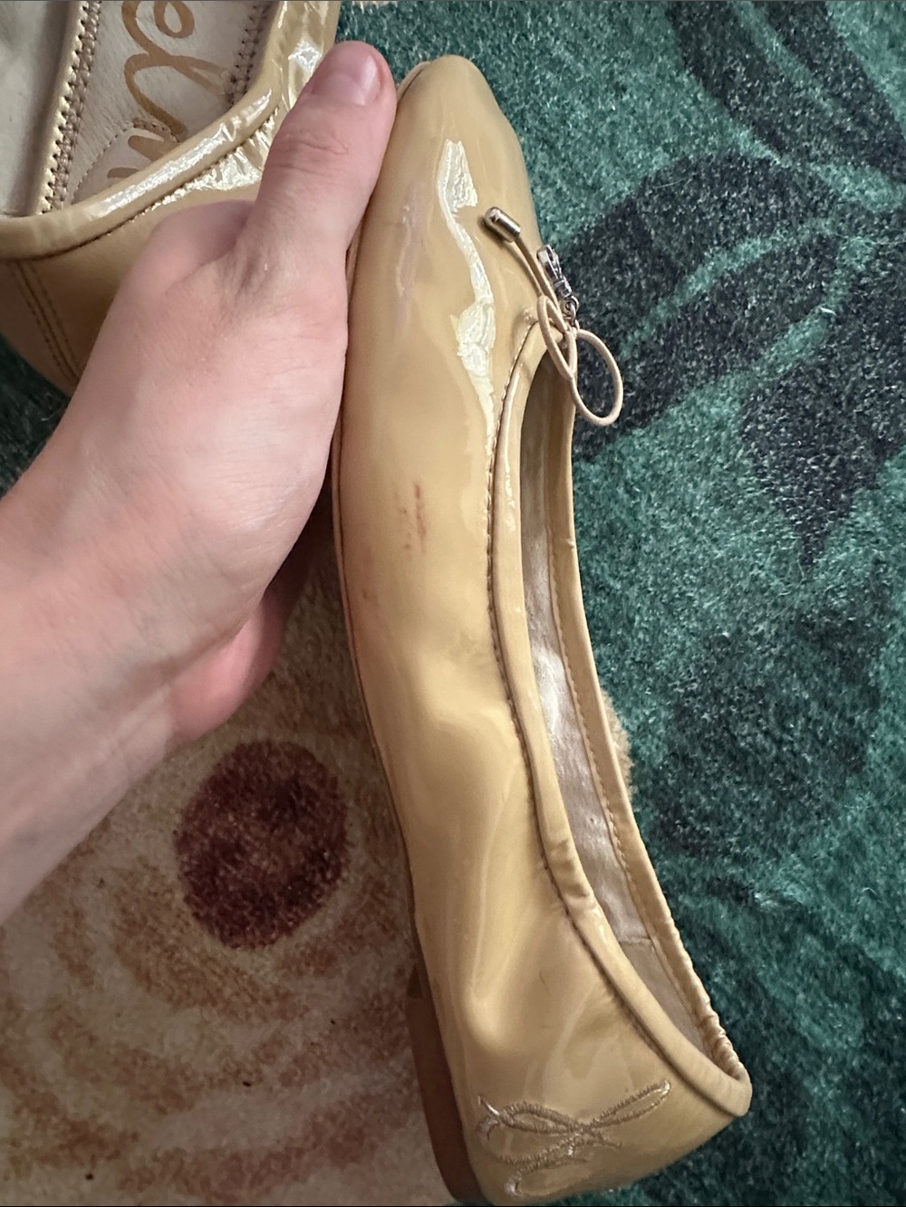 Sam Edelman Felicia Flat Women's Nude Patent Leather Ballet Flat - Picture 14 of 14